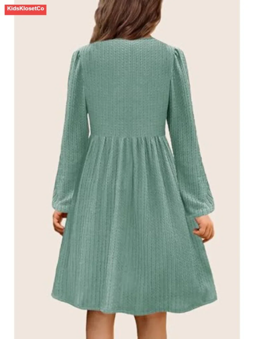 Girls Knit Sweater Dress Long Sleeve A-Line Pockets